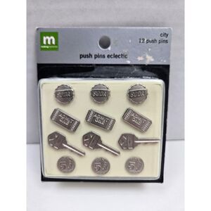 Making Memories City Eclectic Push Pins Set Of 12 Soda Tickets Keys Coins